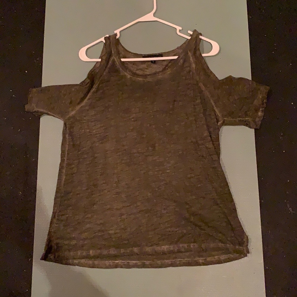 Olive green cold shoulder top